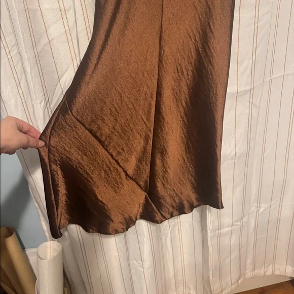 Brown silk midi dress - Picture 8 of 8